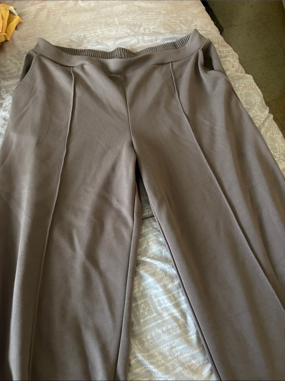 Women’s Taupe Wide-Leg Ponte Trousers